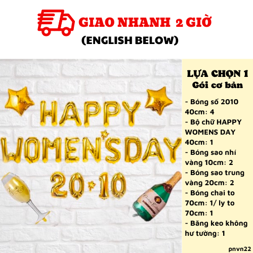 Bộ bóng trang trí phụ nữ việt nam màu vàng 20-10 pnvn22