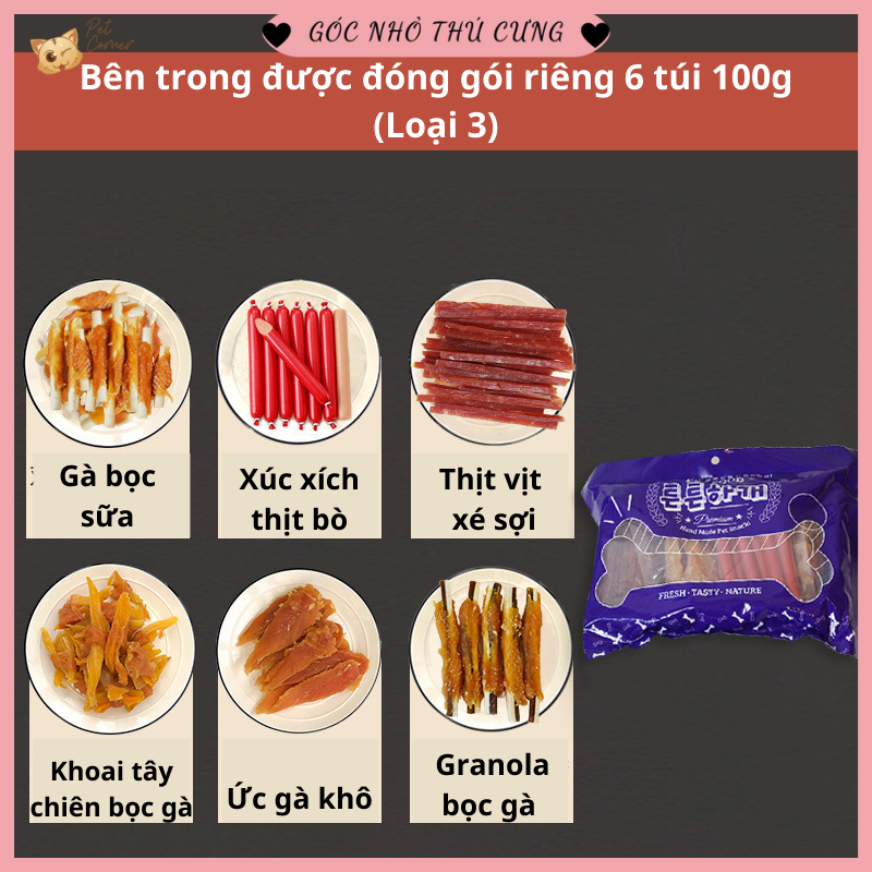 [Combo 6 vị] Bánh thưởng cho thú cưng (Đồ ăn nhẹ cho chó mèo)