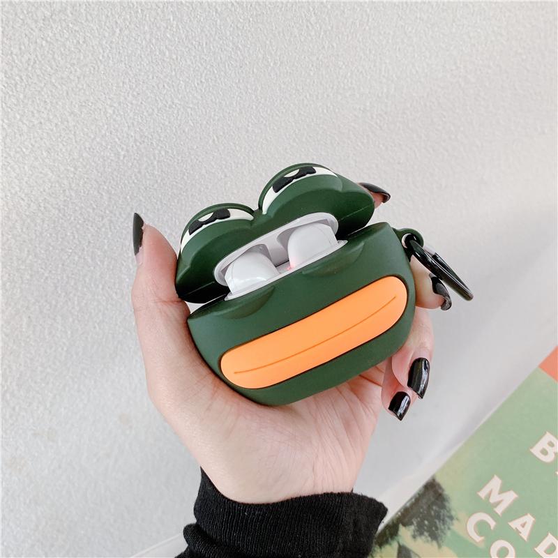 Airpods Case Ốp Bảo Vệ Cho Airpods 1,Airpods 2 Hình Ếch Sad Frog_Tặng kèm móc khóa mèo con