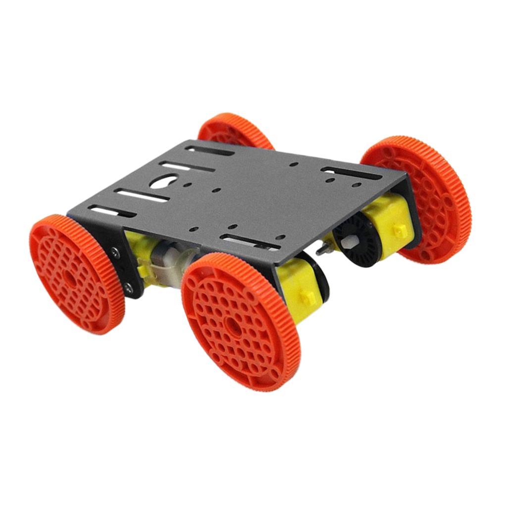 4-wheel 4wd Robot Smart Car Chassis Kit Black Platform with 1:48 Reduction Ratio TT Motor & Red Wheels