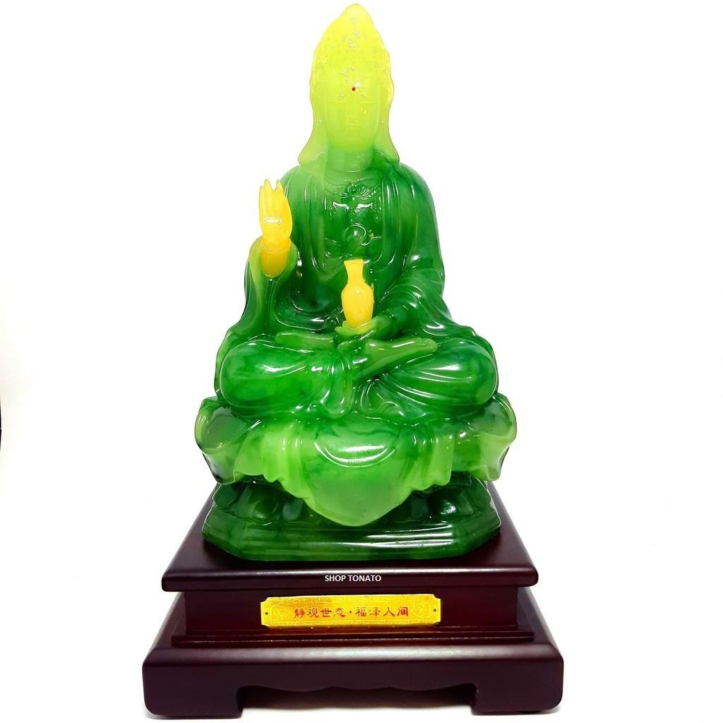 PHẬT QUAN ÂM NGỒI XANH NGỌC CH CAO 28CM