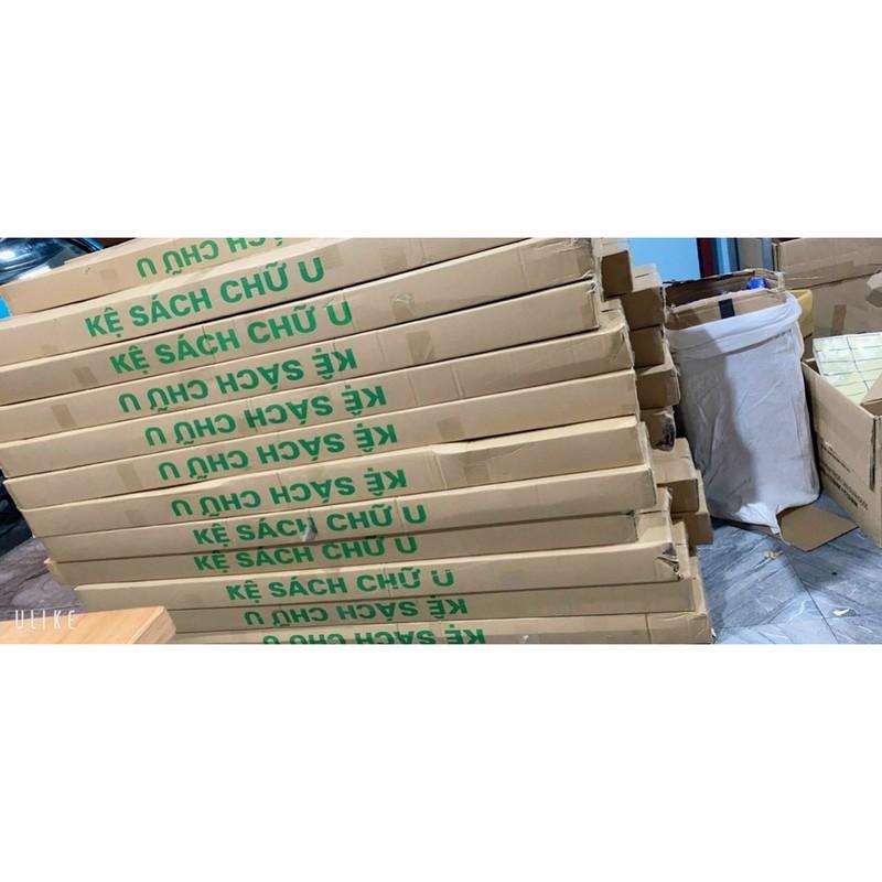 Kệ chữ U, kệ sách gỗ để sàn đa tầng thông minh màu vân gỗ