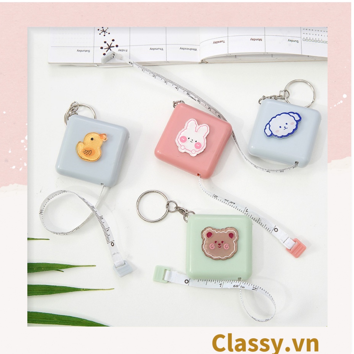 Classy Móc khóa, thước dây hộp nhựa siêu dễ thương PK1553