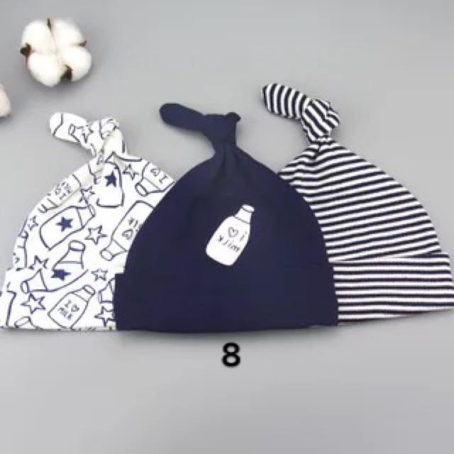 Mũ cotton Momscare mềm mịn cho bé (set 3 mũ)