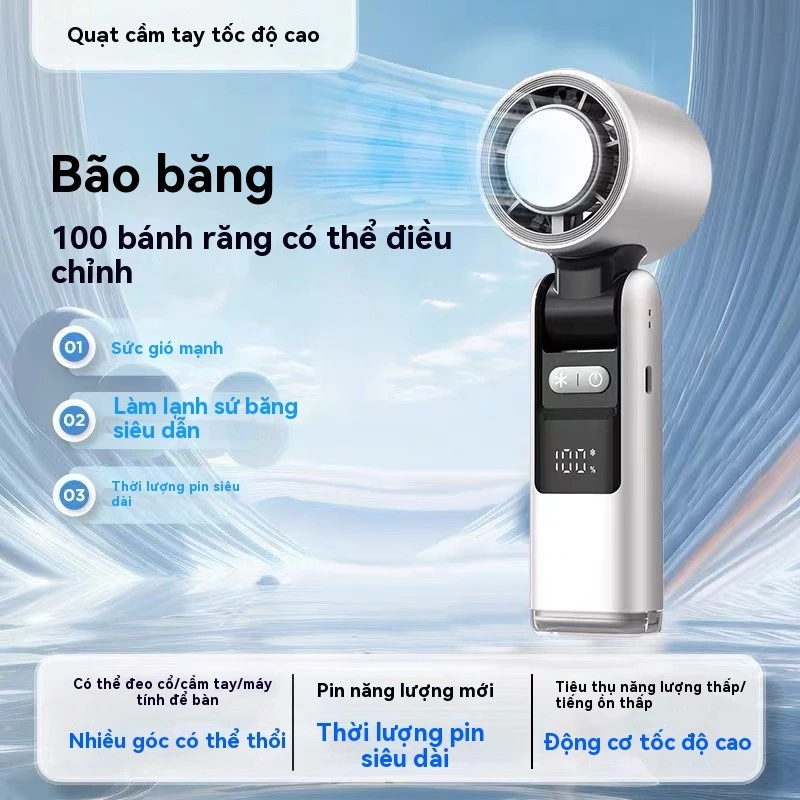 Quạt sạc mini Cầm Tay K801, sạc nhanh, màn hình LED - Quạt sò lạnh - Hàng chính hãng