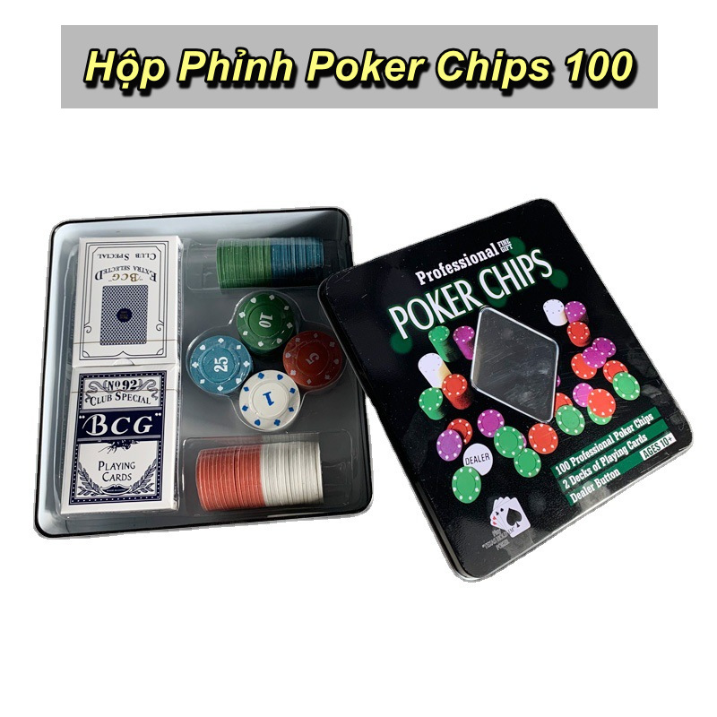 Hộp Đựng Phỉnh Poker 100 Chips Kèm 2 Bộ Bài - Home Decor Furniture