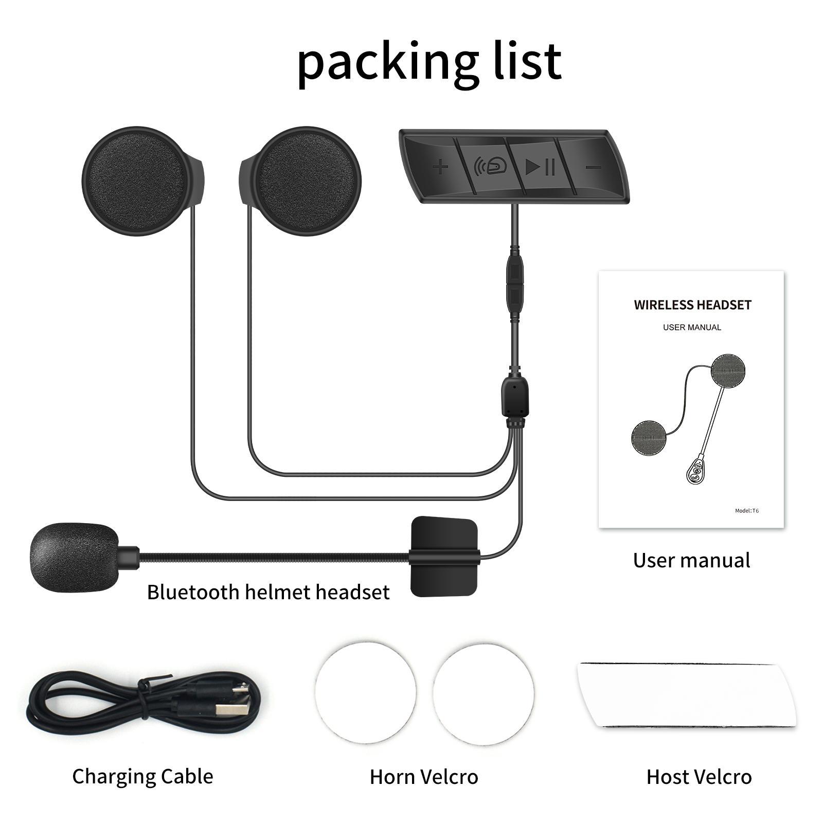 Waterproof Motorcycle Helmet Bluetooth Headset Stereo for Outdoor Sports