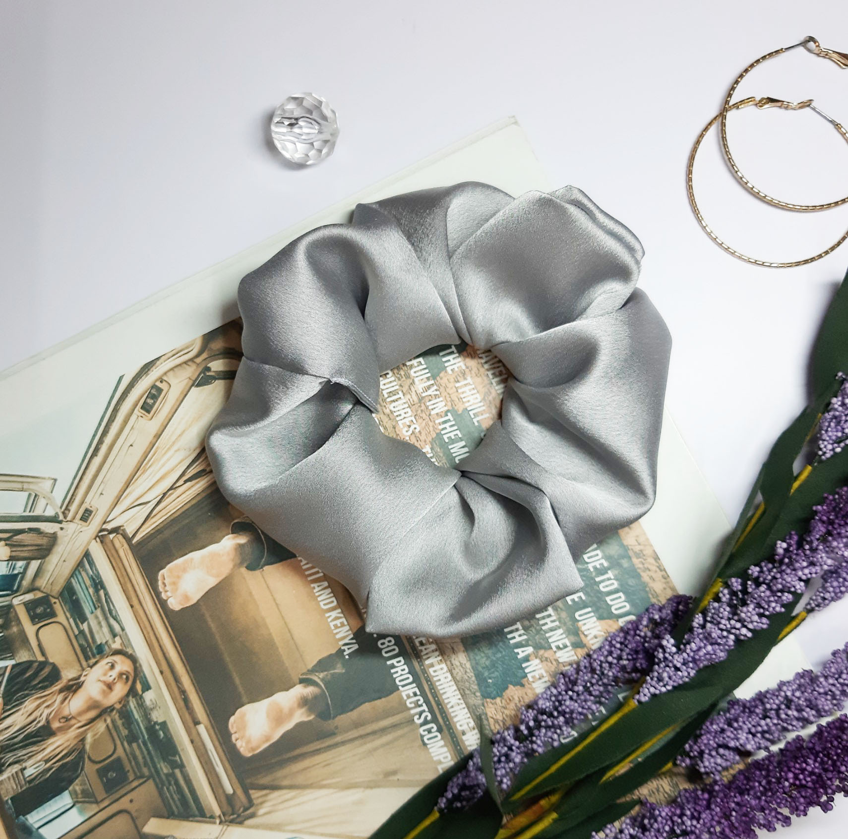 Cột tóc scrunchies vải phi bản lớn