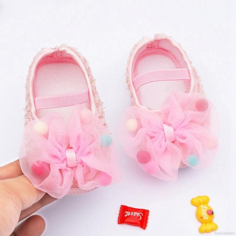 Cho Bé Giày Mềm Mại Phối Nơ Bướm Kiểu Công Chúa Dành Cho Bé Gái
