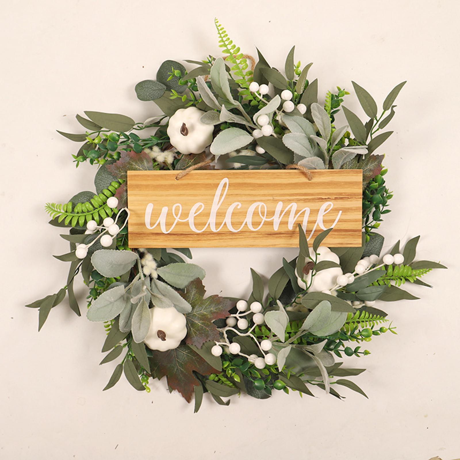 Artificial Wreath Decorative Large Green Wreath for Front Door Patio Window