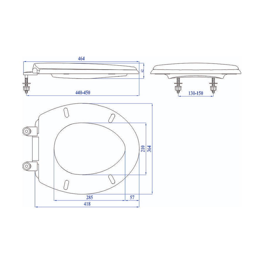 Nắp bồn cầu Hùng Anh HA03 chất liệu hạt nhựa nguyên sinh ABS, trọng lượng 1,0kg - Hoa Sen Home - Hàng chính hãng