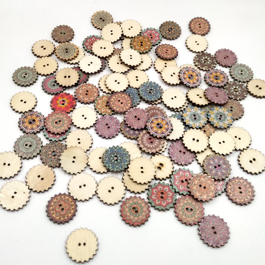 100 Miếng Sơn Gỗ Nút Cho May Craft Phụ Kiện DIY