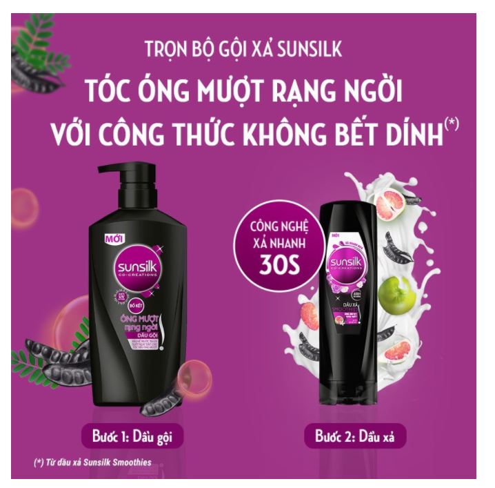 COMBO 2 Chai dầu gội Sunsilk Óng mượt rạng ngời - Đen 1400g