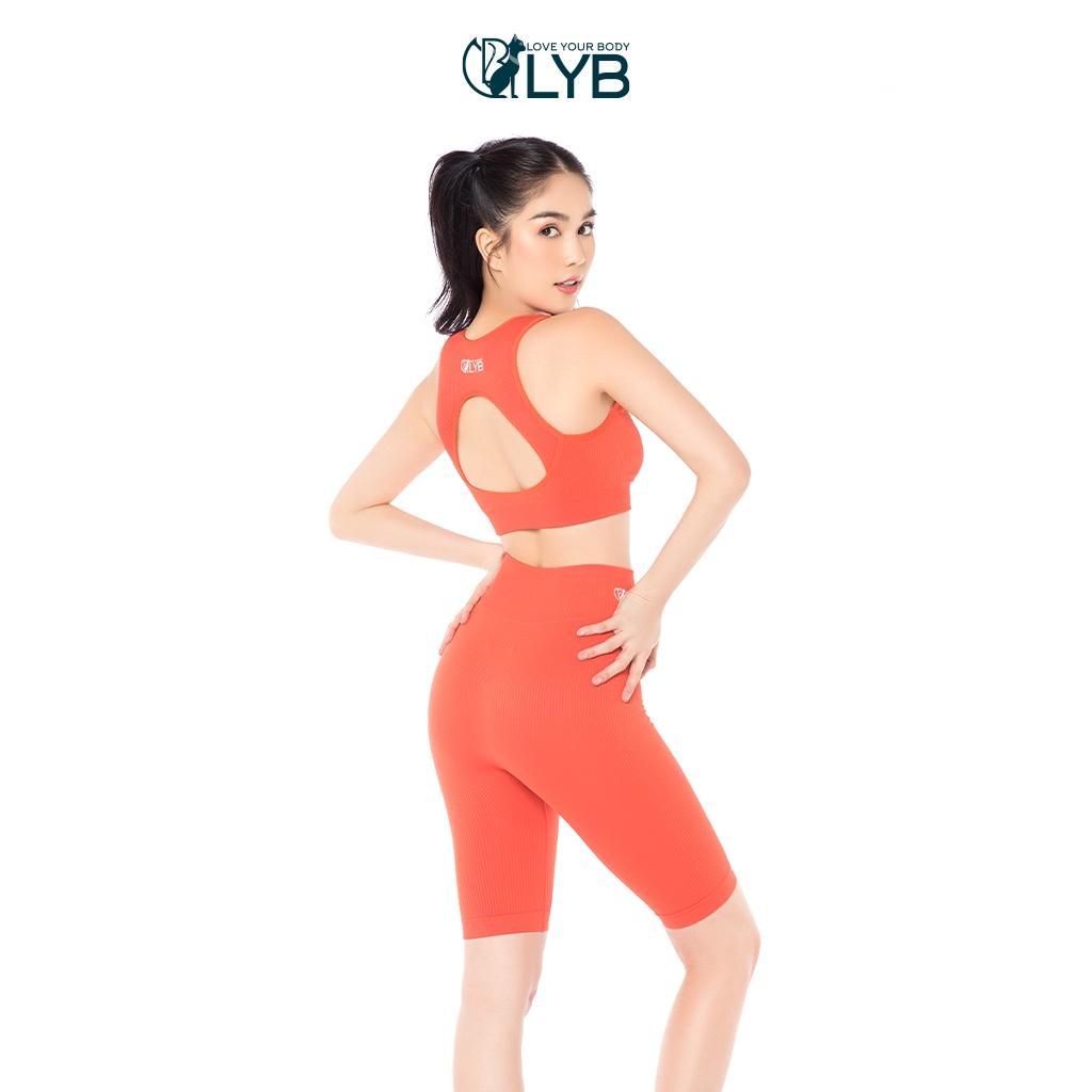 Bộ đồ tập thể thao gym yoga ngắn cá tính trẻ trung màu cam LYB - FW22-S00014A