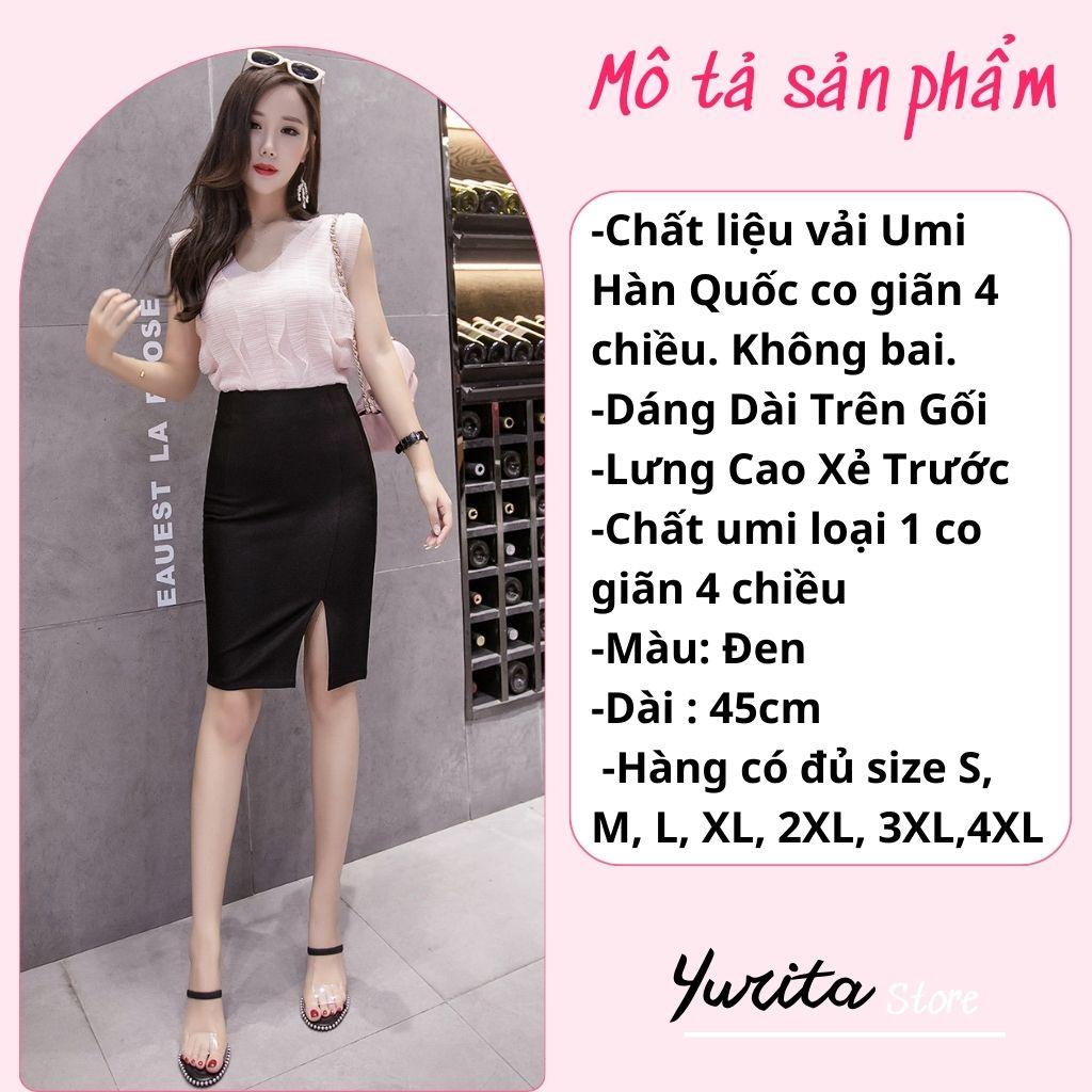 Chân Váy Xẻ Tà Trước YURITA NgắnTrên Gối Lưng Cao Xẻ Trước Đẹp Kiểu Hàn Quốc Vintage Cá Tính