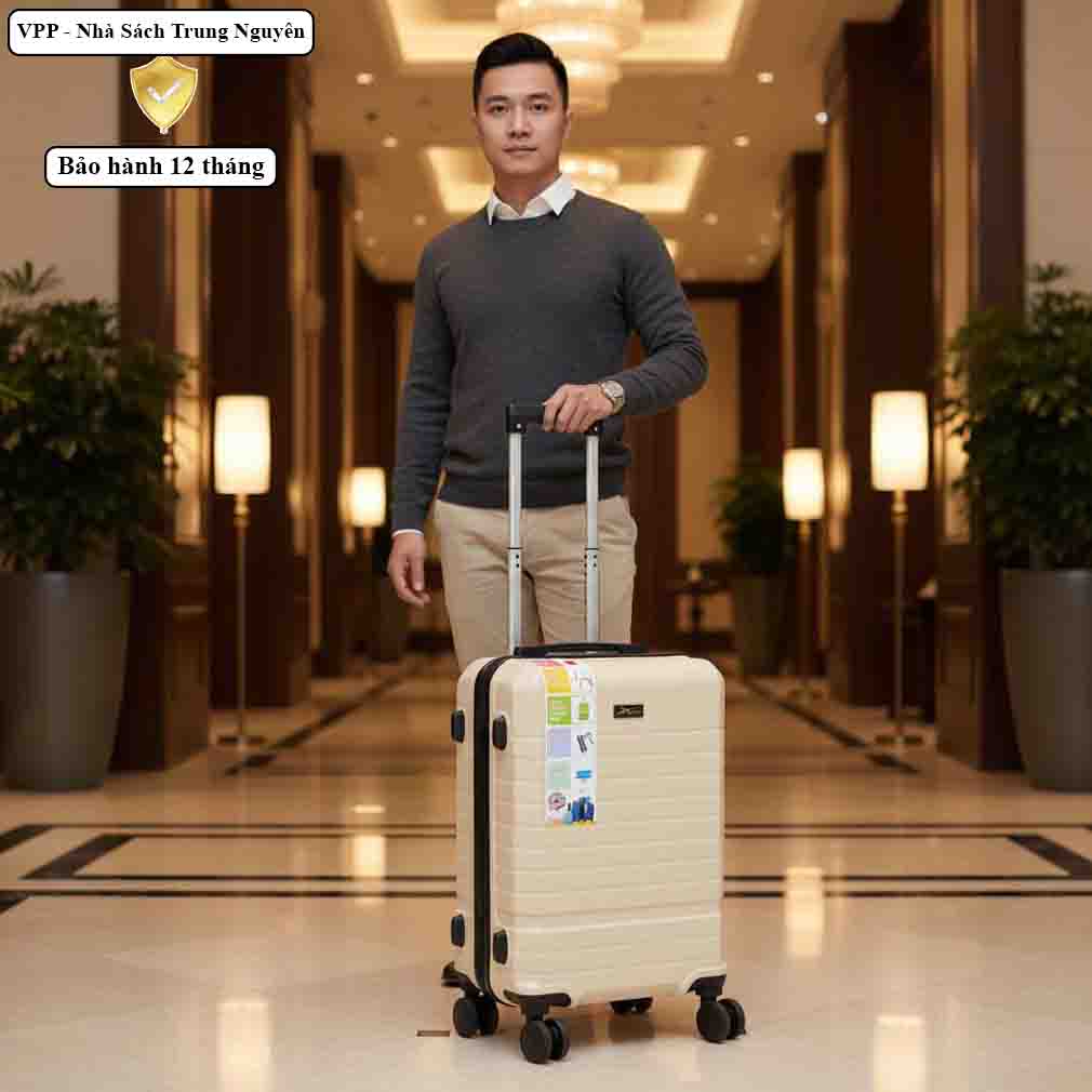 Vali kéo Xbags White Titan Pro size 20 cao cấp chống va đập khóa TSA XB6105