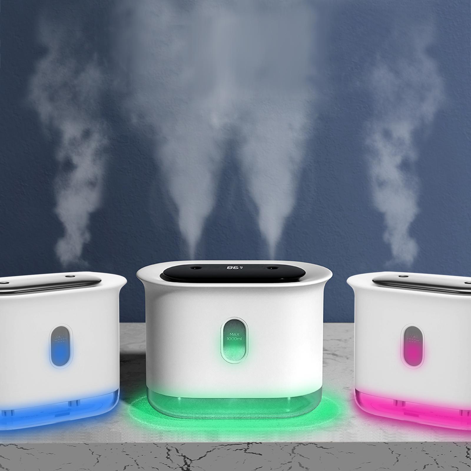 Máy tạo ẩm để bàn, máy phun sương làm mát, khuếch tán trong không khí, có đèn led, 1000mL