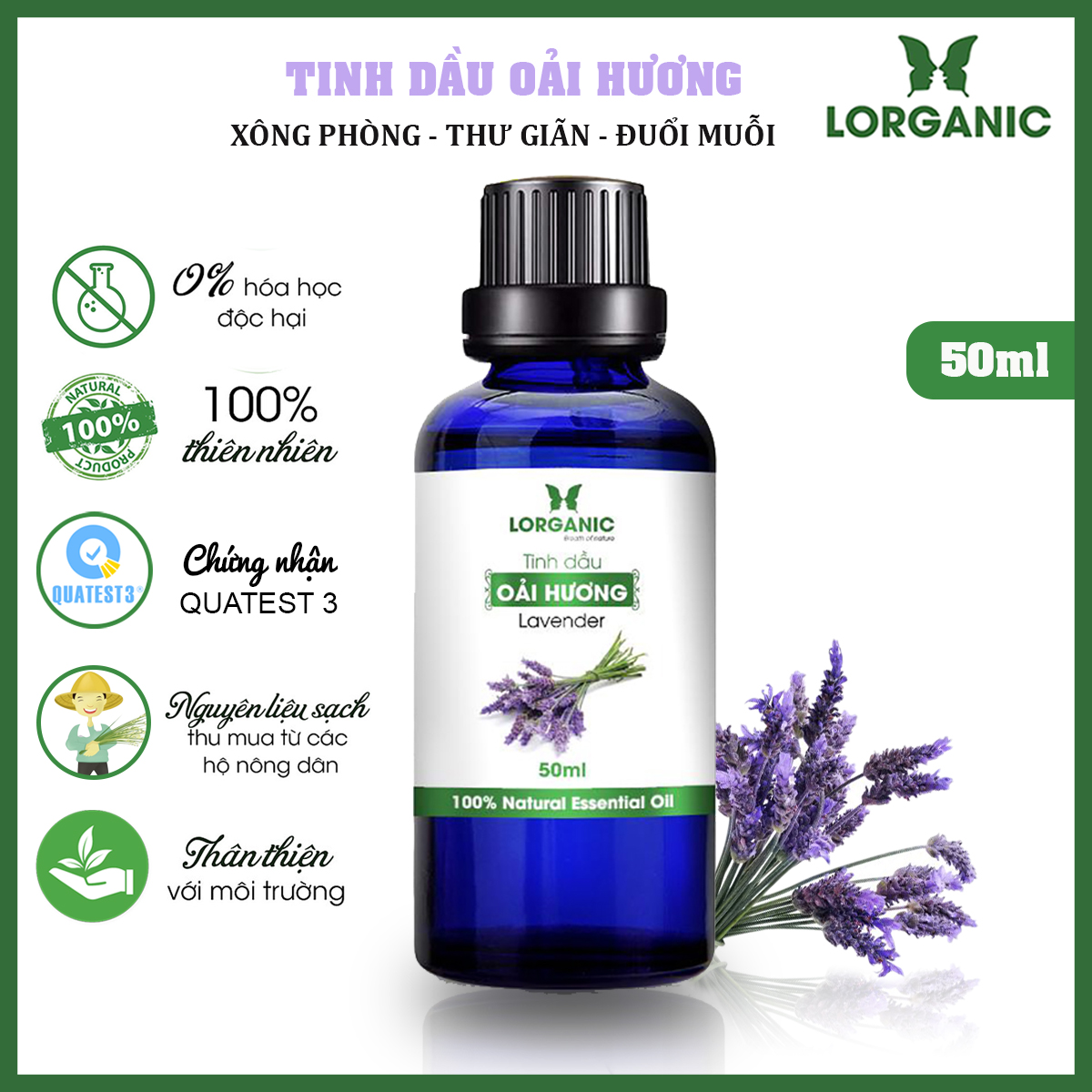 Tinh Dầu Oải Hương Nguyên Chất Lorganic (50ml)