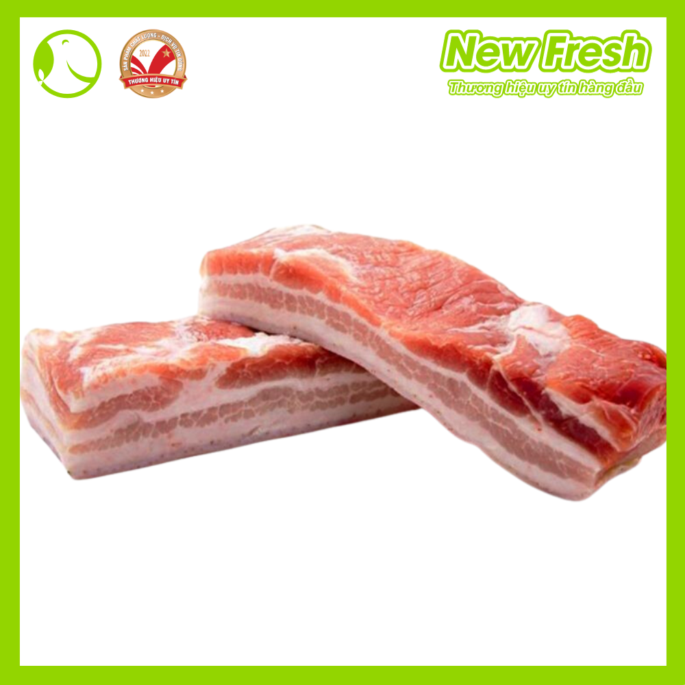 Ba Chỉ Heo Nga Rút Sườn Cắt Phần Bụng Thịt Mềm Béo Có Sụn Mềm Và Mỡ Xen Kẽ - Túi 1Kg