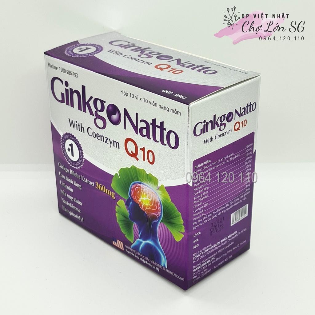 Bổ não GINKGO NATTO Coenzym Q10 tím tăng cường lưu thông tuần hoàn não - Hộp 100 viên