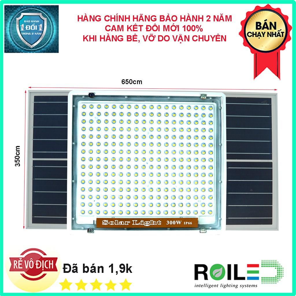 Đèn pha năng lượng mặt trời 300W sài trong nhà không chói mắt RN-300W, ánh sáng trắng, sáng liên tục trên 12h, dây dài 5m