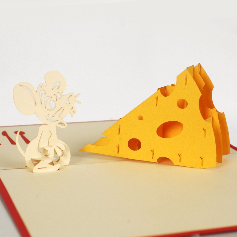 Thiệp 3D handmade Mouse & Cheese AN016 size 10x15cm