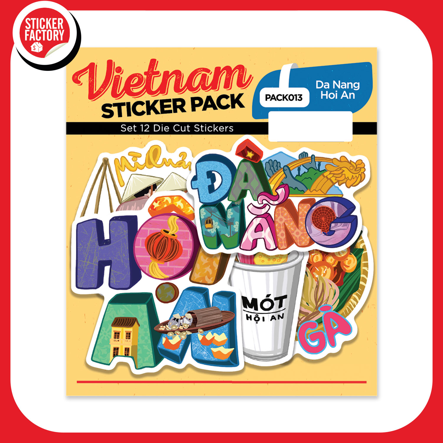 PACK013 Da Nang Hoi An - Set 12 hình dán Die Cut Sticker Pack made in Viet Nam Sticker Factory