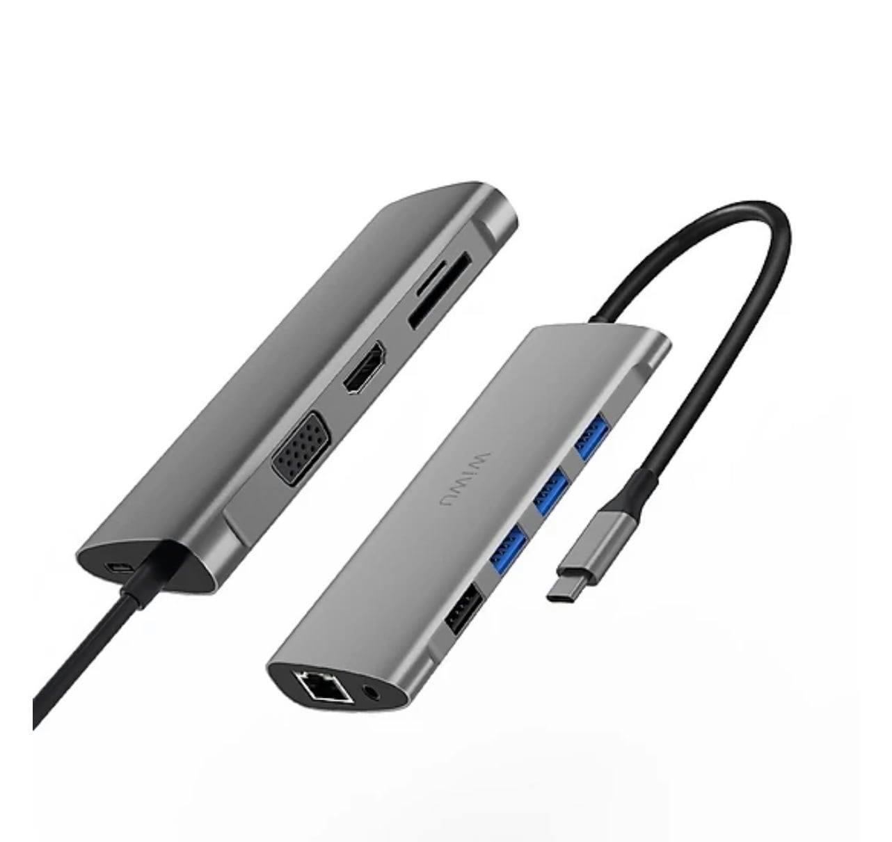 Hub Chuyển Đa Năng WIWU Alpha 11 In 1 USB-C A11 Đầu Ra HDMI 4K, Hỗ Trợ Sạc PD - Hàng Chính Hãng