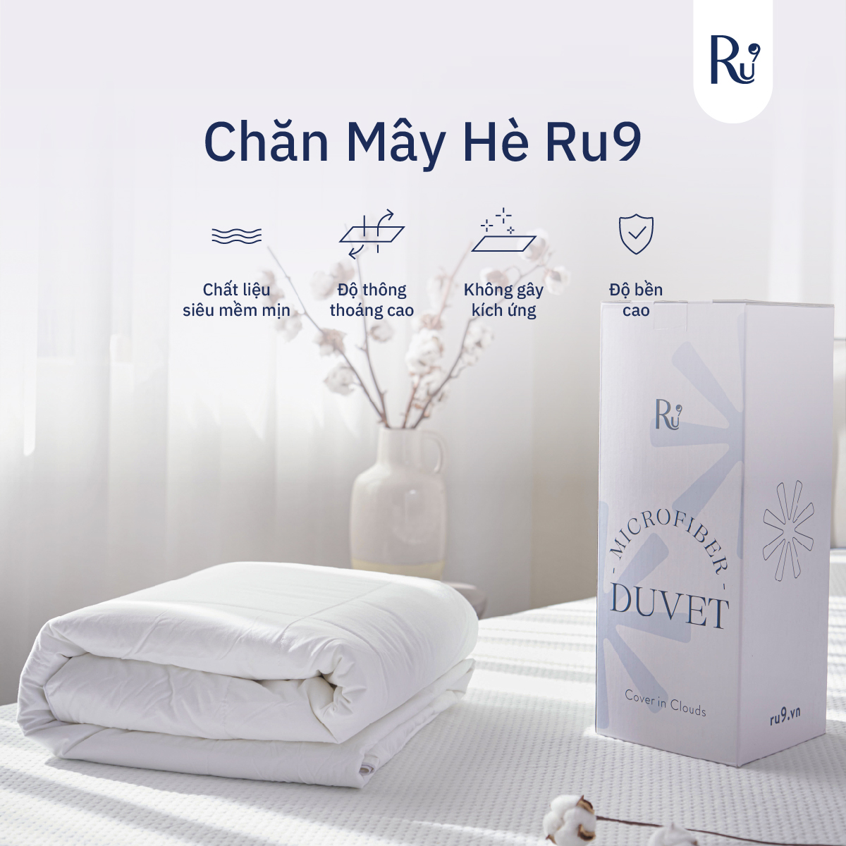 Chăn Mền MicroFiber Ru9 - Chất Liệu Sợi Bông Siêu Mềm Mịn, Mang Lại Cảm Giác Cuộn Mình Trong Mây - 3 kích thước