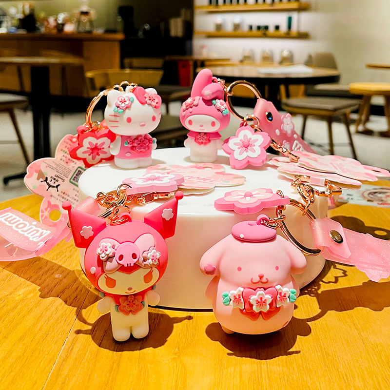 Móc khóa búp bê hoạt hình Helo Kitty, Kuromi, Mymelody, Cinnamoroll dùng treo cặp sách, túi xách, balo, xe máy, xe đạp