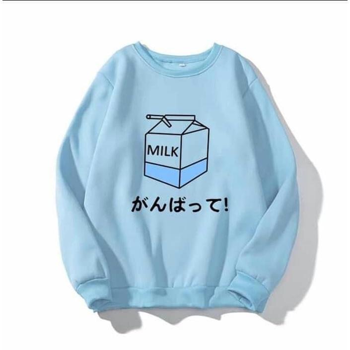 Áo sweater nỉ in hình hộp sữa chữ Nhật unisex cryaotic10