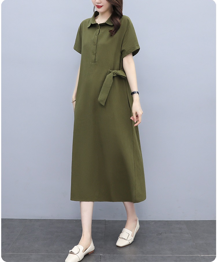Đầm suông cỏ sơ mi linen công sở form rộng, 2 túi chéo siêu xinh, phong cách Hàn Quốc thanh lịch CS61