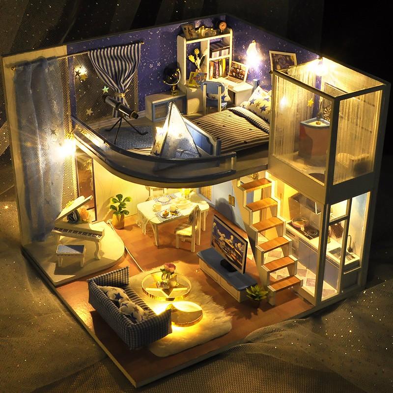 Mô hình nhà DIY Doll House Dream Starry Kèm Mica Chống bụi