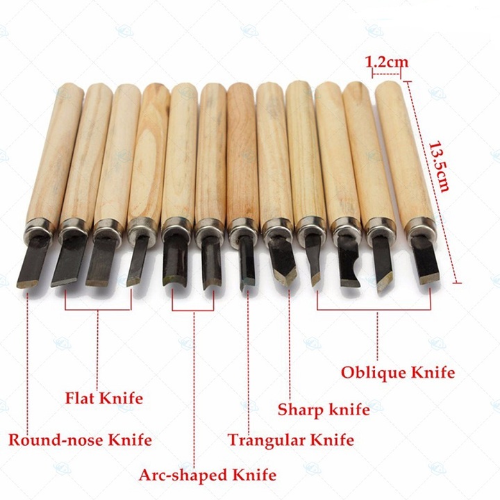 Bộ dao khắc đục tiện gỗ 12 món cao cấp Wood Caruiug Set