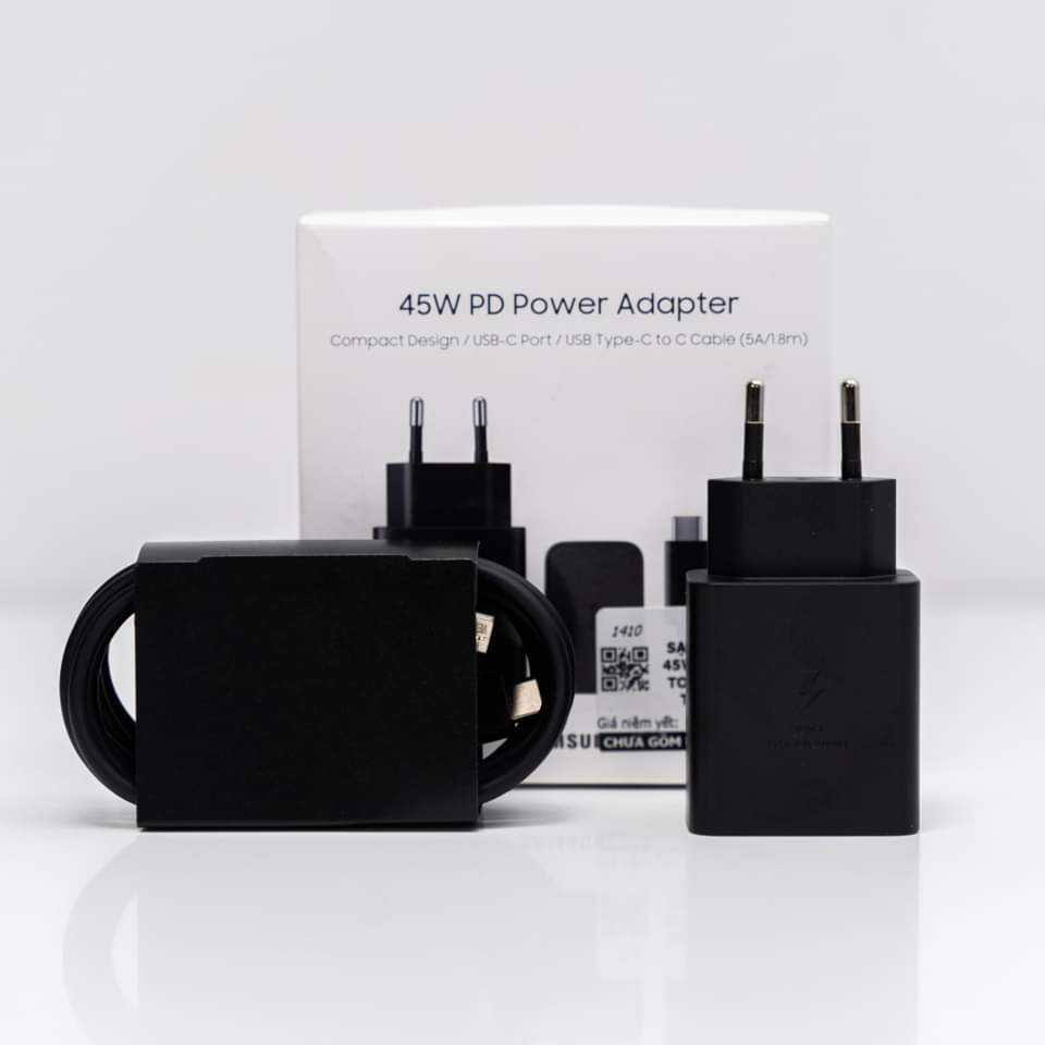 Bộ Adapter sạc kèm cáp Type C - Type C PD 45W Samsung EP-T4510X-Hàng chính hãng