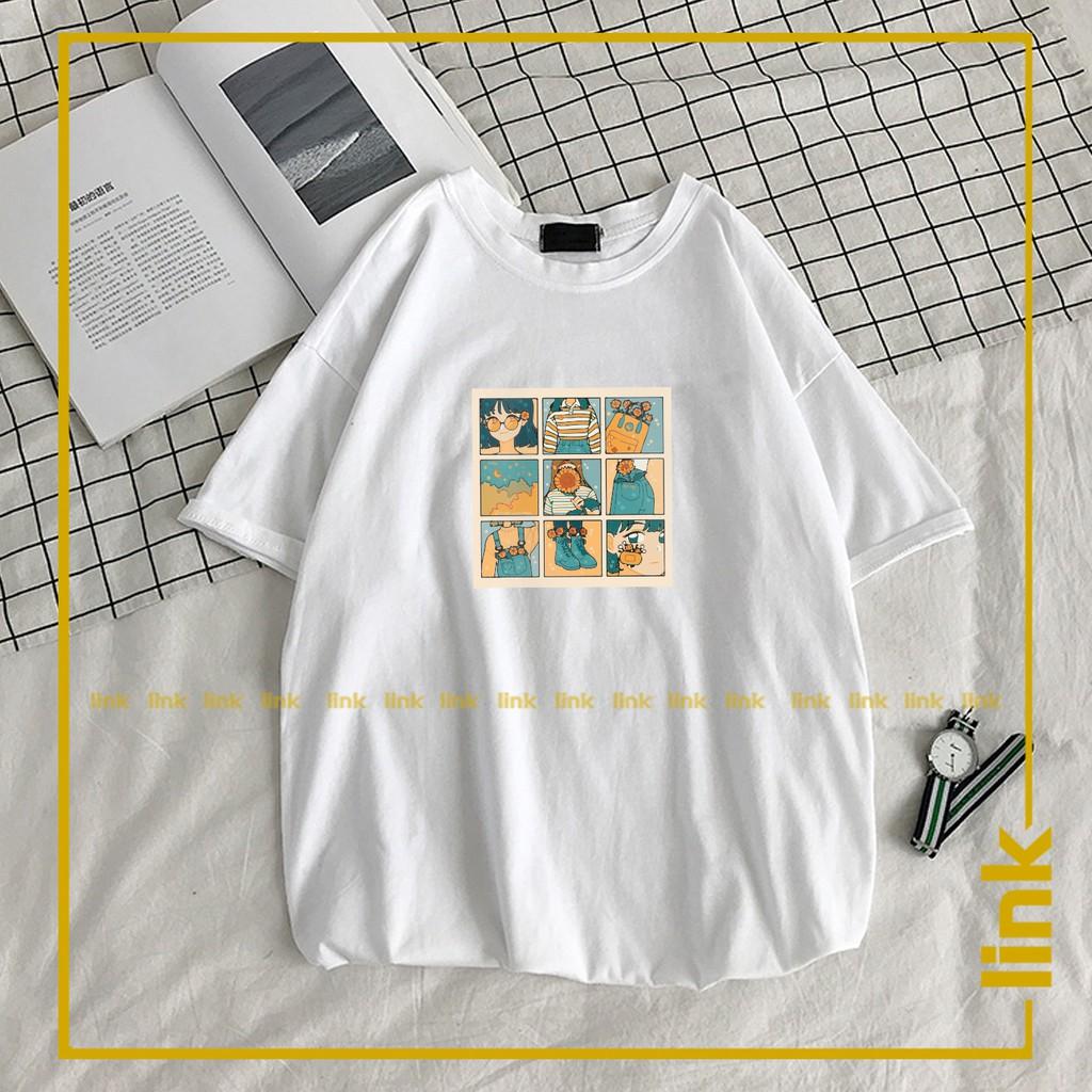 Áo thun unisex HOẠT HÌNH cute tay lỡ dáng rộng