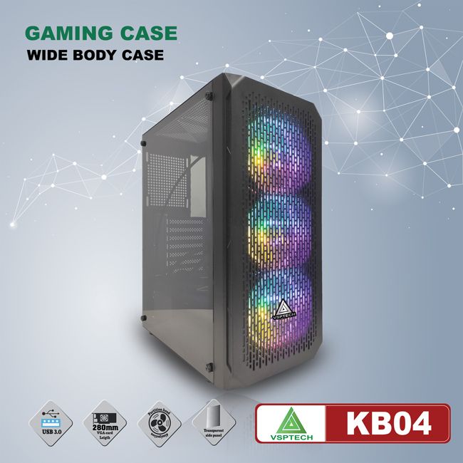 Thùng máy tính Case VSP CA KB04 1 mặt kính cường lực - Hàng nhập khẩu