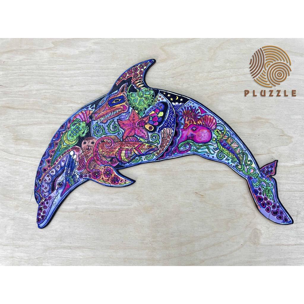 PLUZZLE Bộ xếp hình gỗ đồ chơi puzzle ghép hình con vật độc đáo - Cá Heo – PZ011