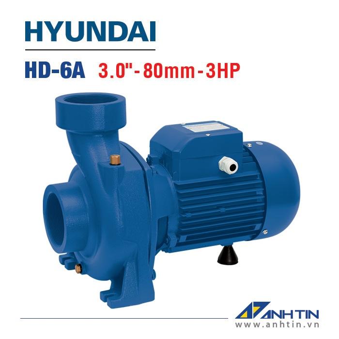 Máy bơm lưu lượng HYUNDAI HD-6A  220 W 3.0 HP  80 mm 3 inch  Lưu lượng tối đa 1.050 lítphút  Cột áp 17m - Cột hút