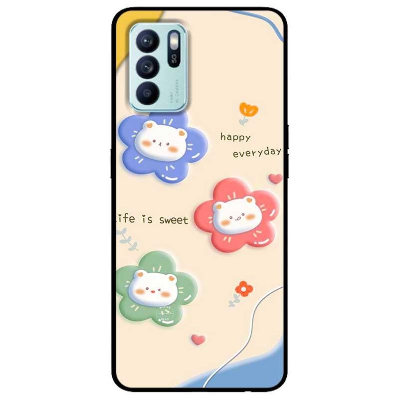 Ốp lưng dành cho Oppo Reno 6 - Oppo Reno 6Z - Gấu Hoa 3 Màu
