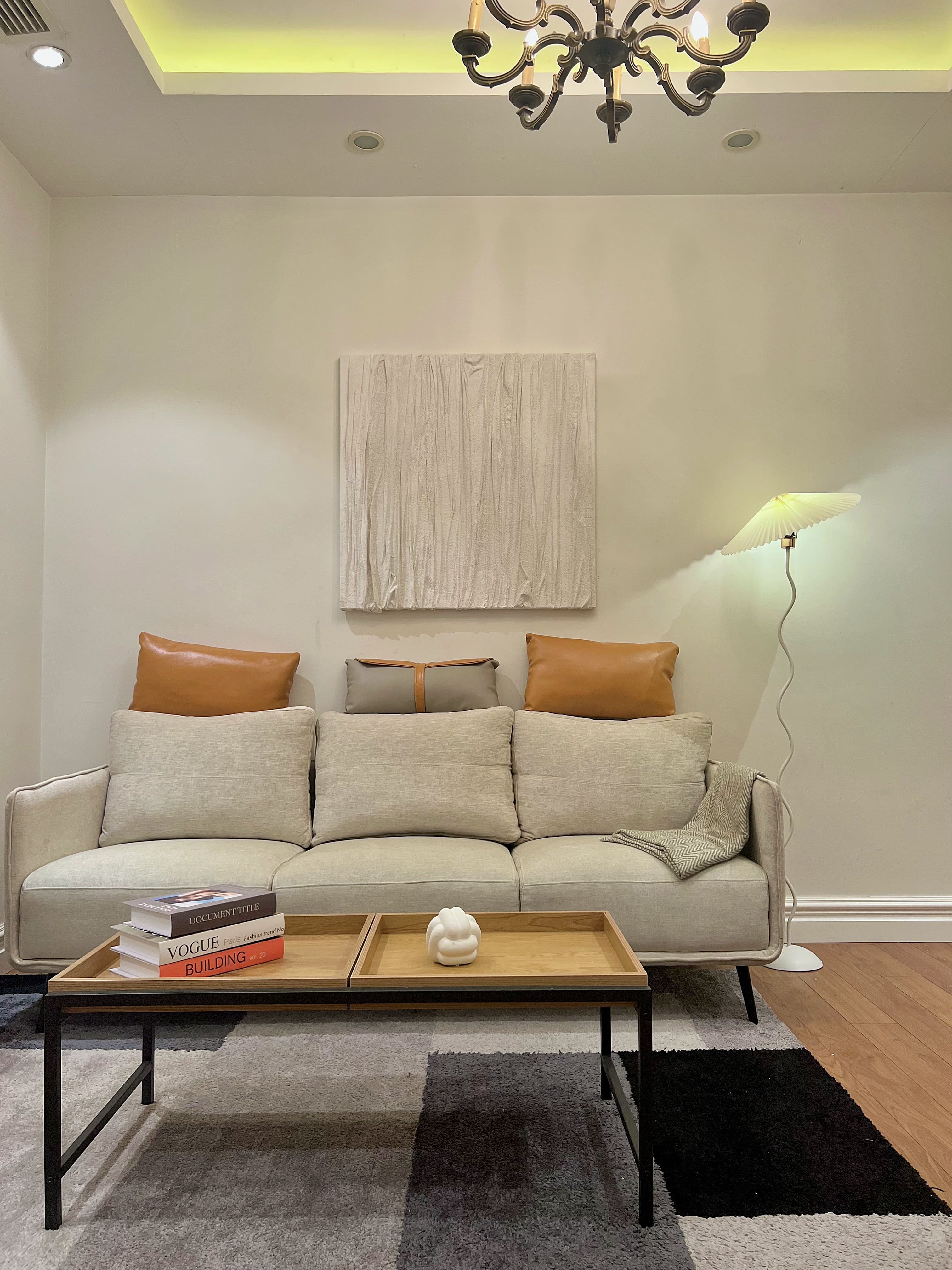 Đèn cây đứng decor đọc sách, đèn ngủ cho phòng ngủ, phòng khách kiểu sóng lượn Hàn Quốc màu trắng DC001T