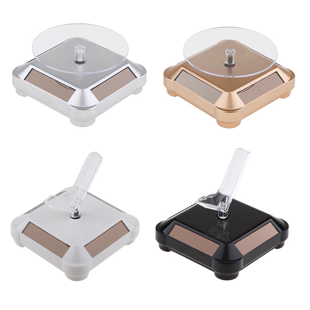 Solar and Battery Powered Turntable Rotating Display Stand Holder Watch Jewelry & Phone Display V Rack, Convenient, Save energy, Eco-friendly