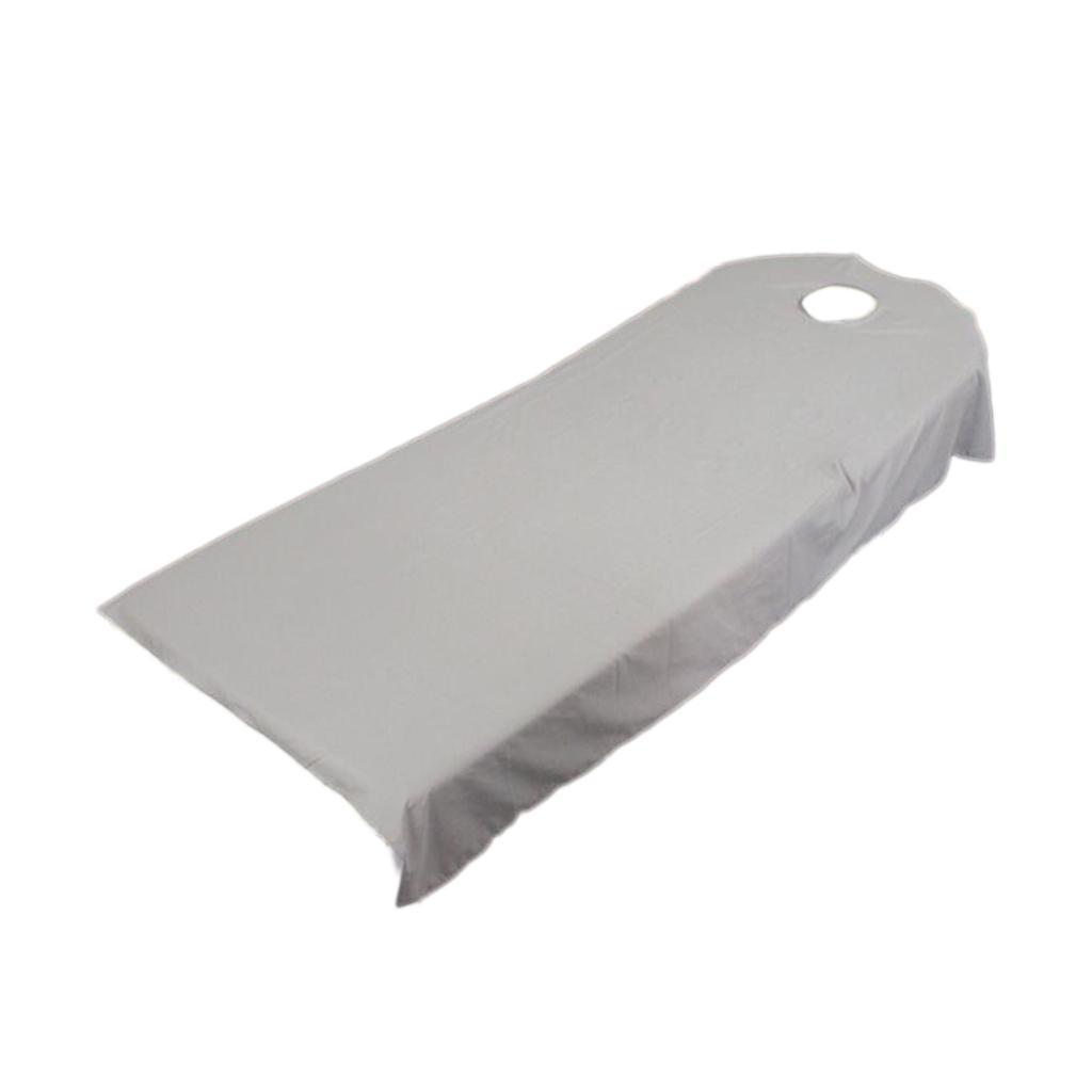 4pcs Solid Color Elastic Thicken Massage Bed Skirt Cover w/ Hole f/