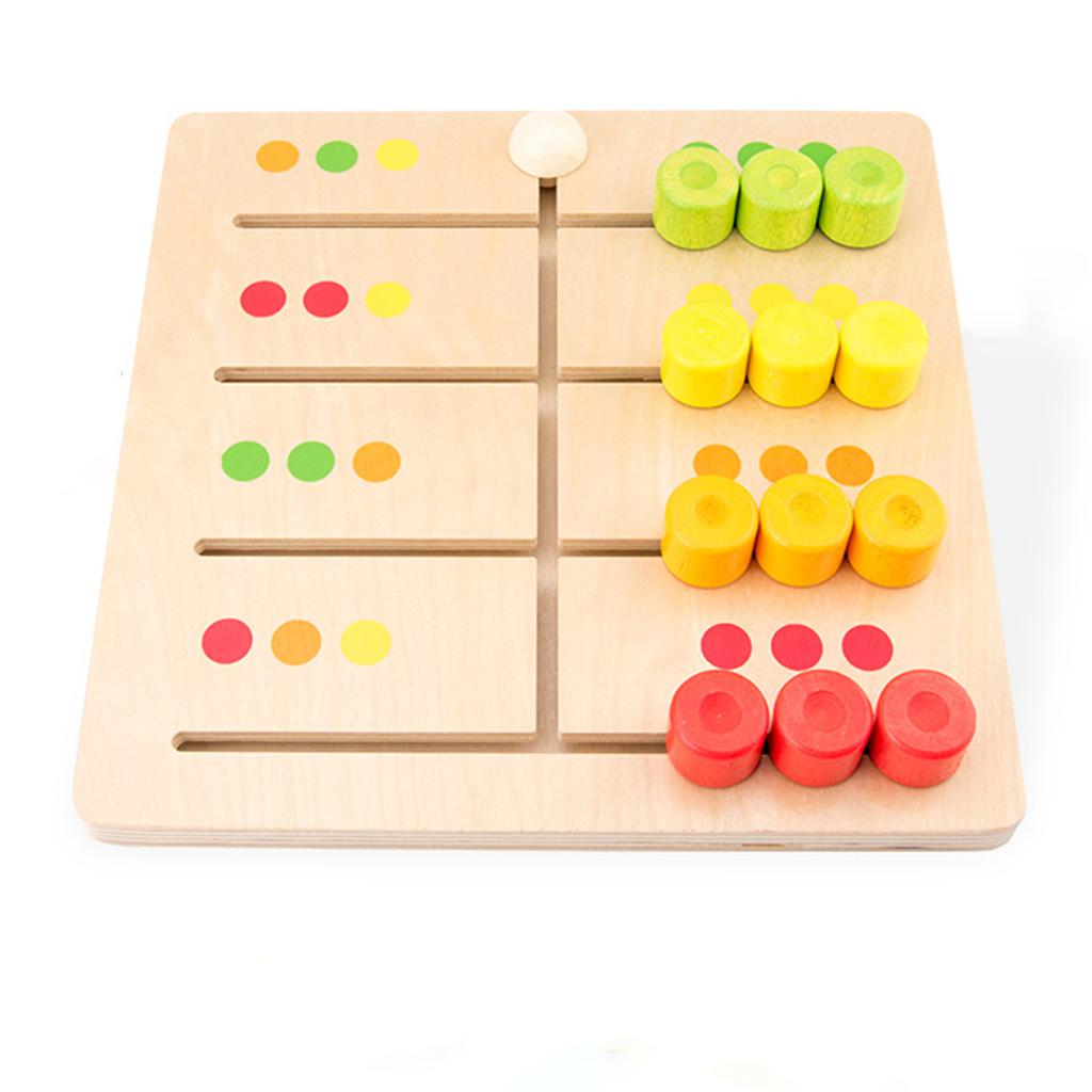 Kids Wooden Balance Board Stacking Blocks Color Sorter Maze Learning Toy