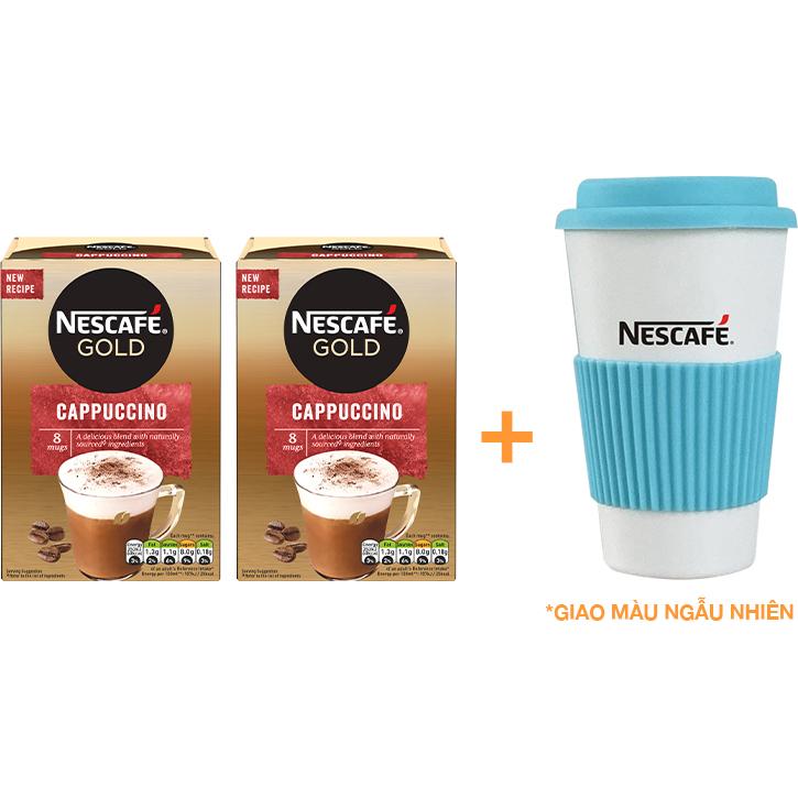[Tặng 1 ly tiện dụng Nescafe] Combo 2 hộp cà phê hòa tan cao cấp Nescafé Gold Cappuccino 8x15.5g (giao mẫu quà ngẫu nhiên)