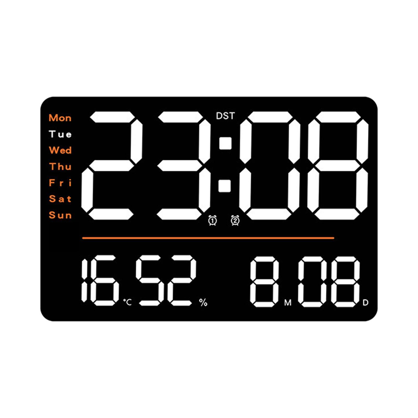 Digital Wall Clock Large Display Big Clock Wall Decor Decorations Rectangle Alarm Clock with Date LED Wall Clock for Bedroom
