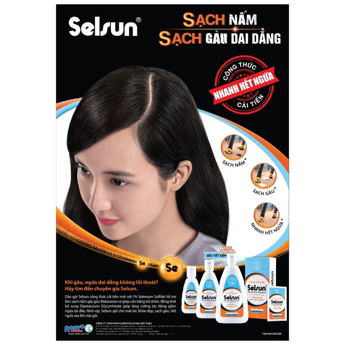 Dầu gội chống gàu, sạch nấm Selsun 250ml + Tặng hộp Dầu gội 50 Megumi Hair Fall Control Shampoo