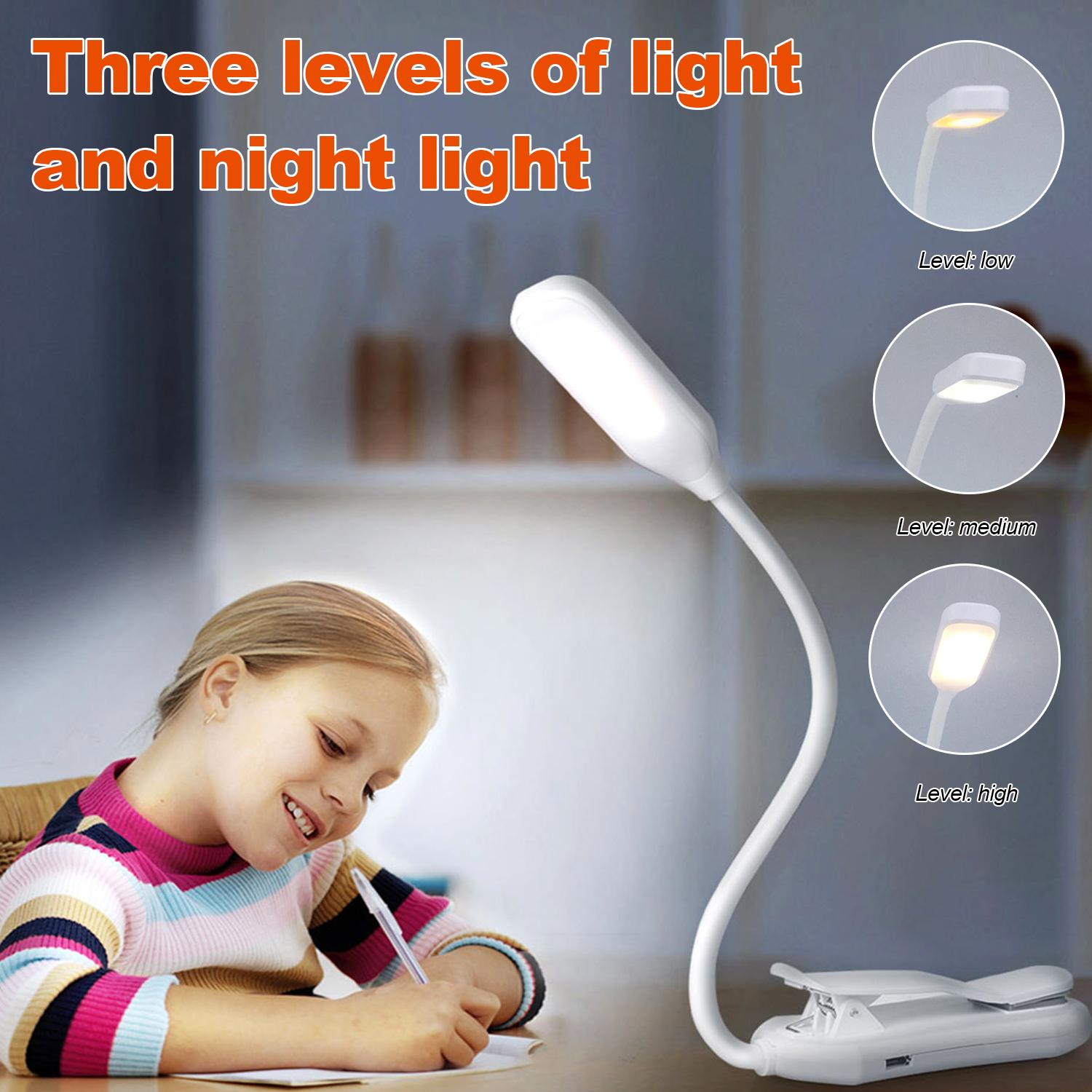 Đèn đọc sách bảo vệ mắt 7 LED với 3 độ sáng có thể sạc lại USB