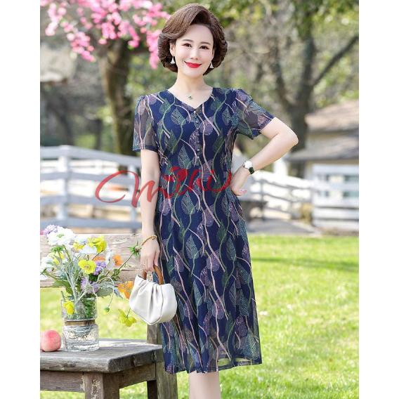 Váy Đầm trung niên nữ cho mẹ phối hoa cao cấp V81d- Áo đầm kiểu thời trang dự tiệc dạ hội đẹp cho người lớn tuổi Bigsize