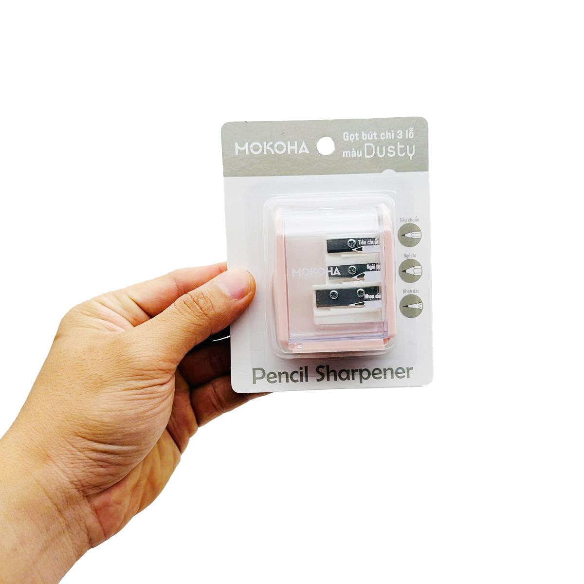 Gọt Bút Chì 3 Lỗ Màu Dusty - Mokoha M-PS001 - Màu Hồng